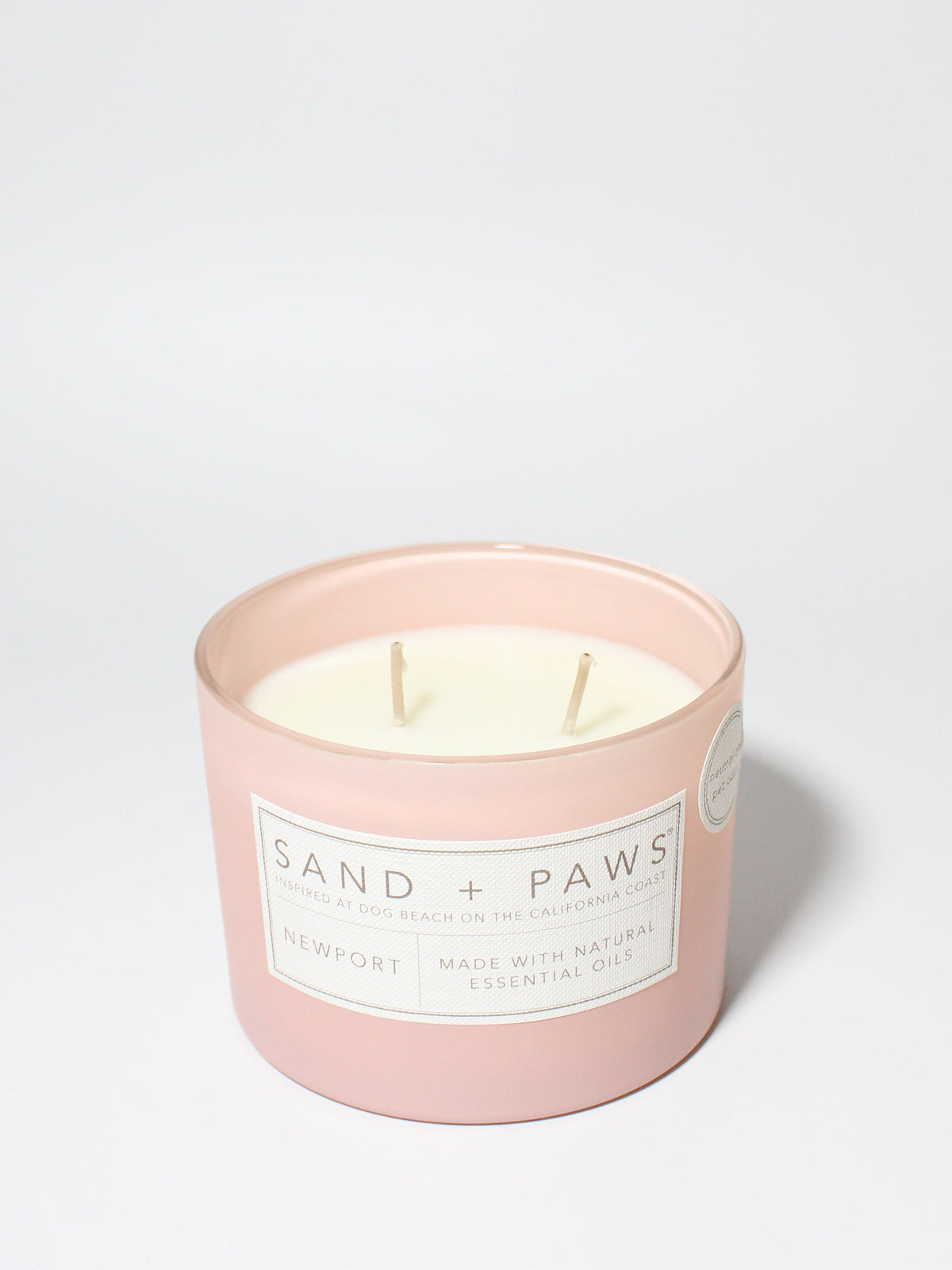 Sand + Paws Newport 12 oz scented candle Peony vessel with Painted Dog Bone lid